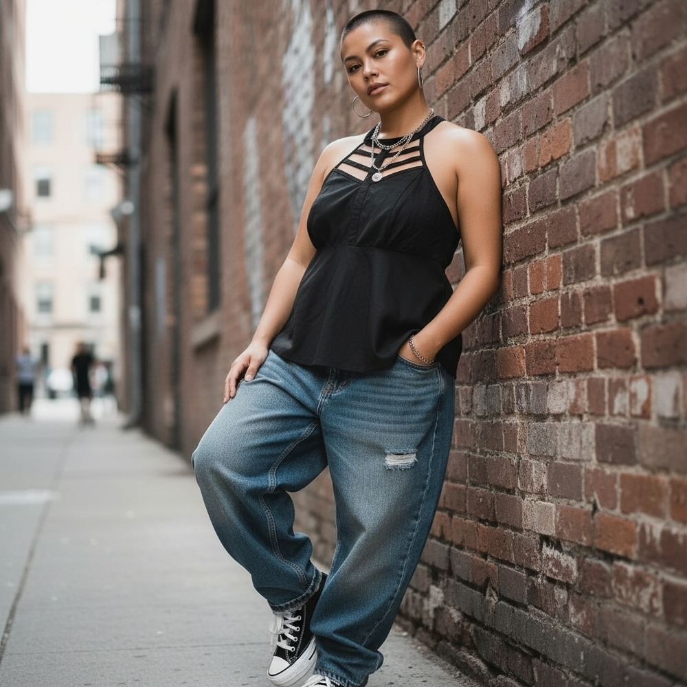 Torrid Womens 3X Black Strappy Halter Peplum Top Edgy Minimalist Y2K Streetwear